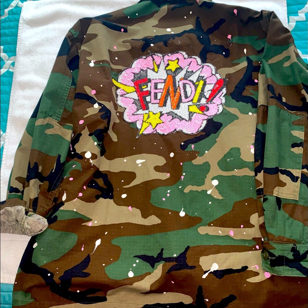 Large Army Fatigue Fendi decal jacket